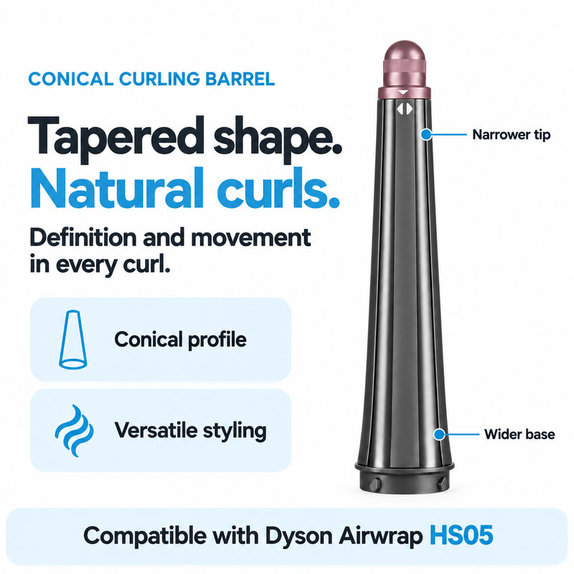 Embout conique pour boucles pour Dyson Airwrap HS05, Ceramic Pink / Rose Gold
