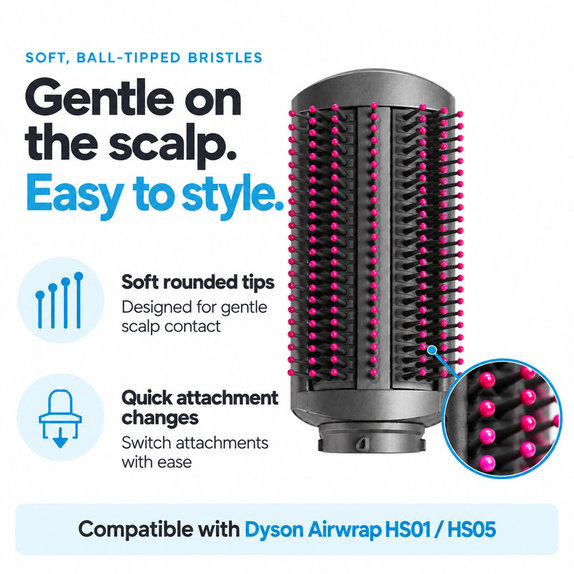Brosse lissante douce pour Dyson Airwrap HS01, HS05, Iron / Fuchsia
