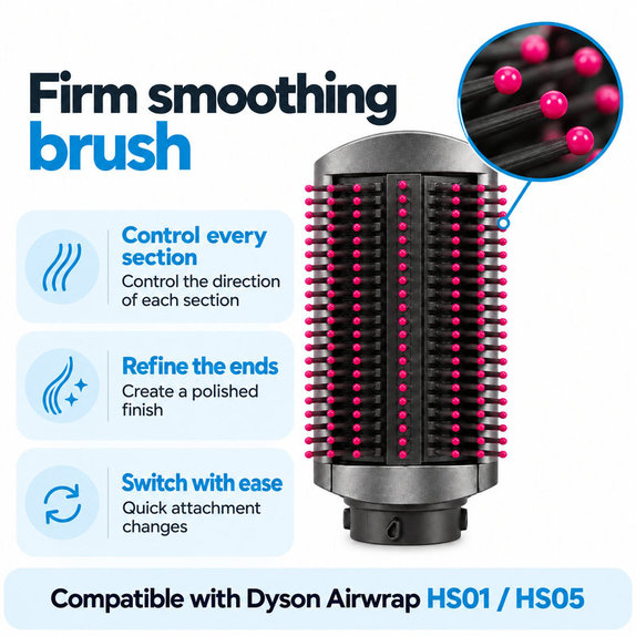Brosse lissante ferme pour Dyson Airwrap HS01, HS05, Iron / Fuchsia