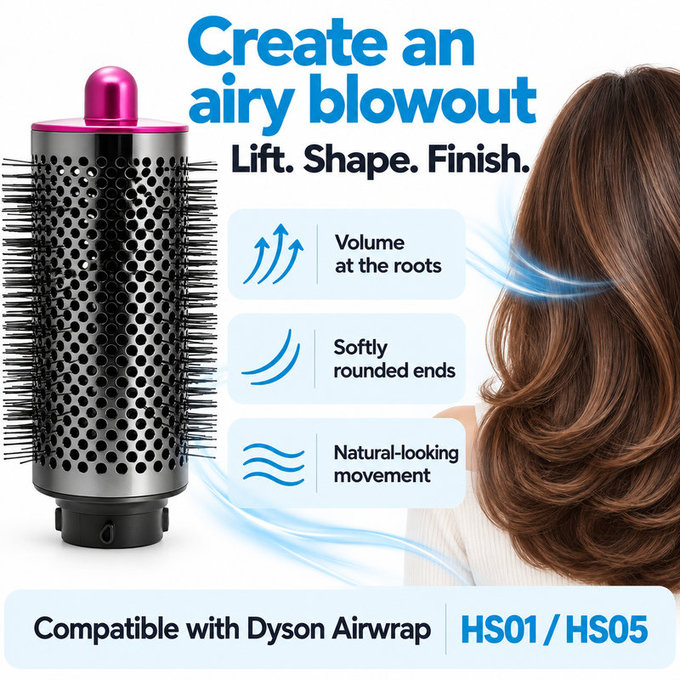 Brosse ronde grande volumisante pour Dyson Airwrap HS01, HS05, Iron / Fuchsia