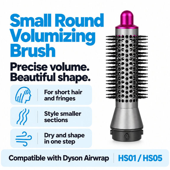 Brosse ronde petite volumisante pour Dyson Airwrap HS01, HS05, Iron / Fuchsia