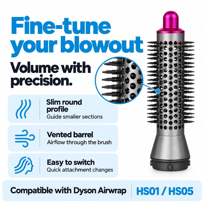 Brosse ronde petite volumisante pour Dyson Airwrap HS01, HS05, Iron / Fuchsia