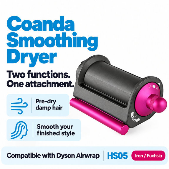 Embout Coanda lissant et séchant pour Dyson Airwrap HS05, Iron / Fuchsia