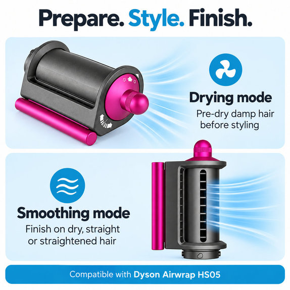 Embout Coanda lissant et séchant pour Dyson Airwrap HS05, Iron / Fuchsia