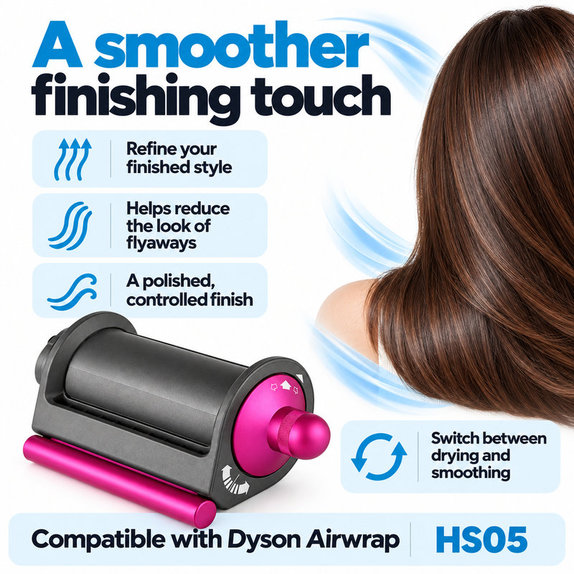 Embout Coanda lissant et séchant pour Dyson Airwrap HS05, Iron / Fuchsia