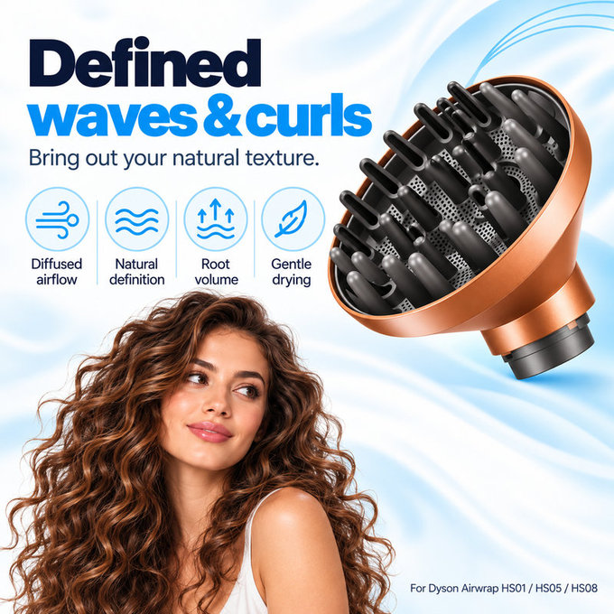 Diffuseur Wave + Curl pour Dyson Airwrap HS01, HS05, HS08, Copper