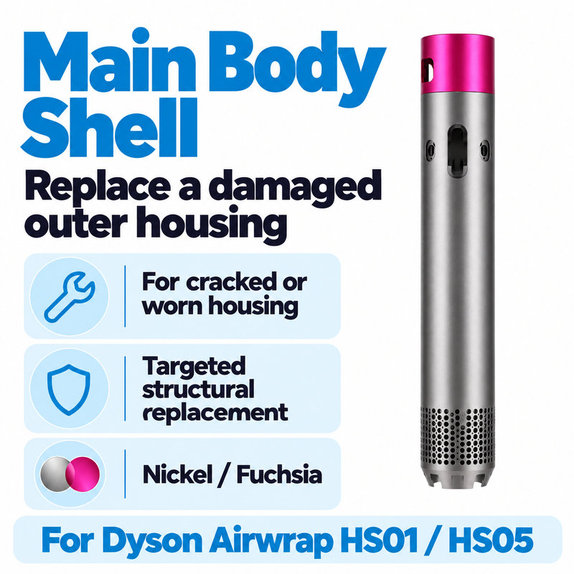 Coque du corps principal pour Dyson Airwrap HS01, HS05, Nickel / Fuchsia