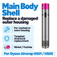 Coque du corps principal pour Dyson Airwrap HS01, HS05, Nickel / Fuchsia
