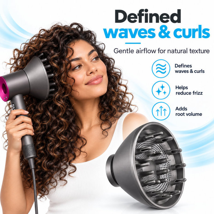 Diffuseur pour Dyson Supersonic HD01, HD03, HD07, HD15, HD16, Iron / Fuchsia