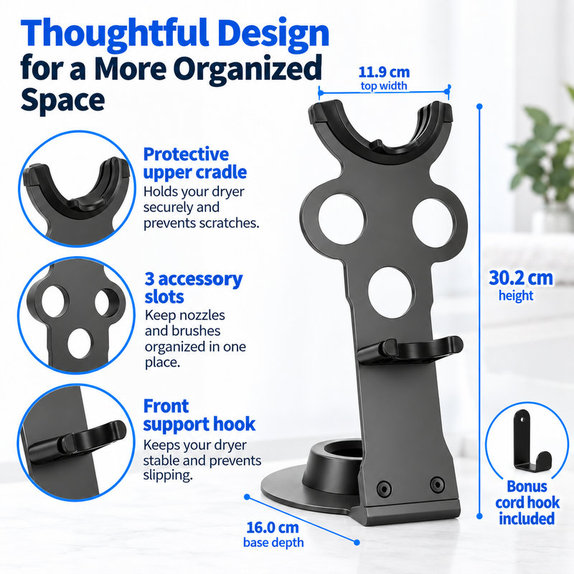 Support de rangement universel pour accessoires de coiffage Dyson