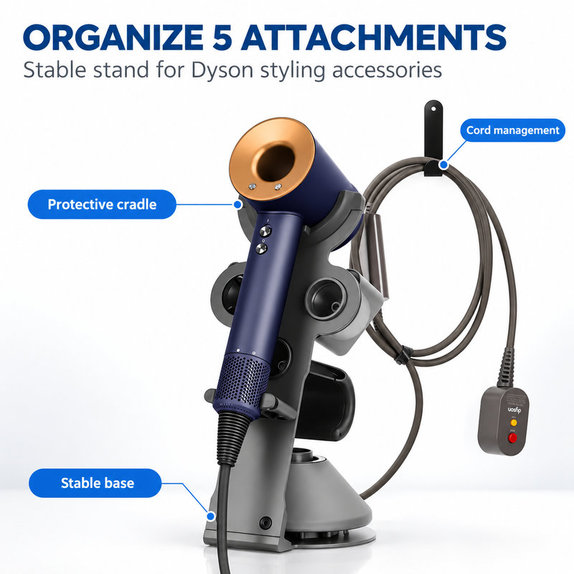 Support de rangement universel pour accessoires de coiffage Dyson