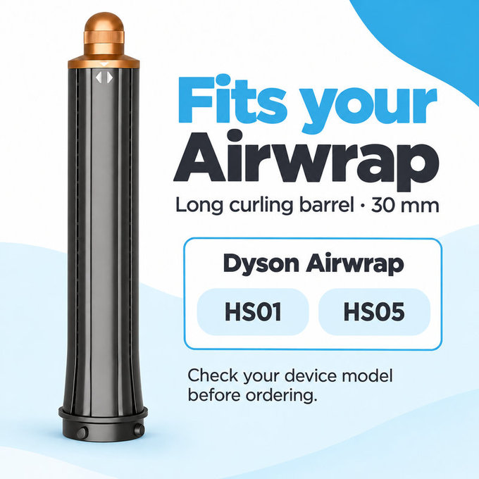Embout long pour boucles pour Dyson Airwrap HS01, HS05, 30 mm, Nickel / Copper