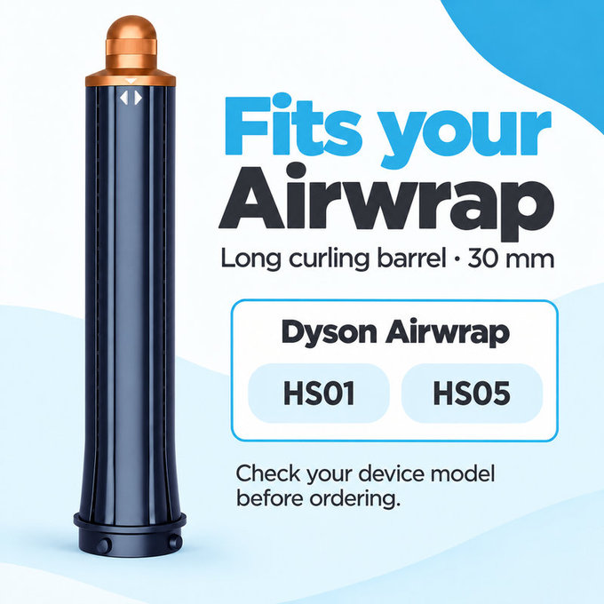 Embout long pour boucles pour Dyson Airwrap HS01, HS05, 30 mm, Prussian Blue / Rich Copper
