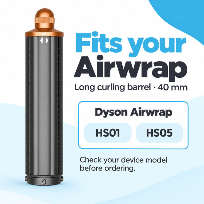 Embout long pour boucles pour Dyson Airwrap HS01, HS05, 40 mm, Nickel / Copper