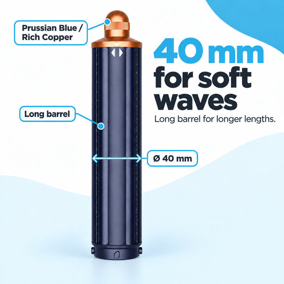Embout long pour boucles pour Dyson Airwrap HS01, HS05, 40 mm, Prussian Blue / Rich Copper