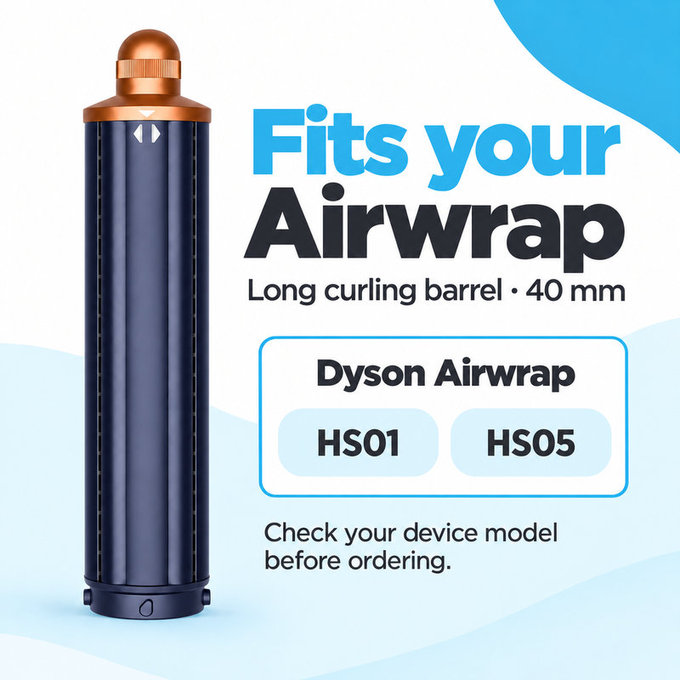 Embout long pour boucles pour Dyson Airwrap HS01, HS05, 40 mm, Prussian Blue / Rich Copper