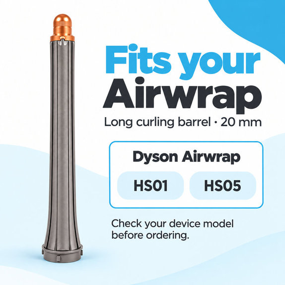 Embout long pour boucles pour Dyson Airwrap HS01, HS05, 20 mm, Nickel / Copper