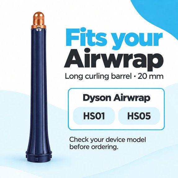 Embout long pour boucles pour Dyson Airwrap HS01, HS05, 20 mm, Prussian Blue / Rich Copper