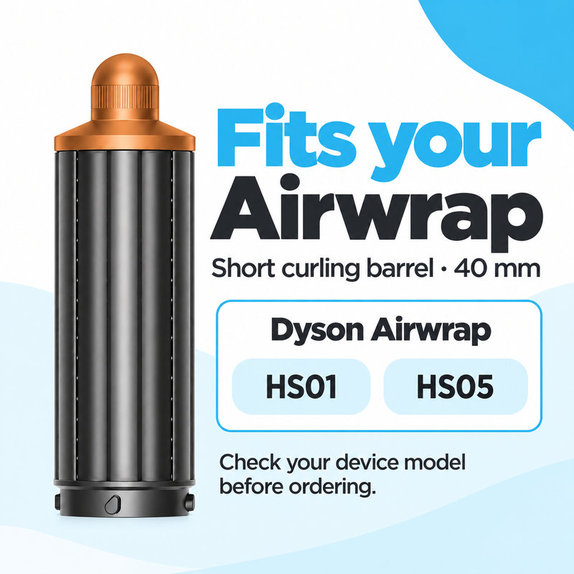 Embout court pour boucles pour Dyson Airwrap HS01, HS05, 40 mm, Nickel / Copper