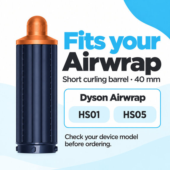 Embout court pour boucles pour Dyson Airwrap HS01, HS05, 40 mm, Prussian Blue / Rich Copper