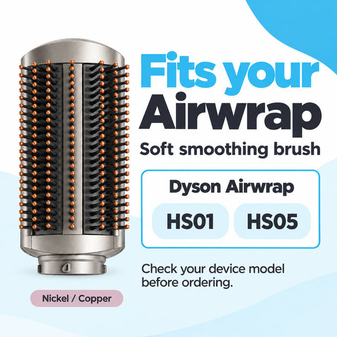 Brosse lissante douce pour Dyson Airwrap HS01, HS05, Nickel / Copper
