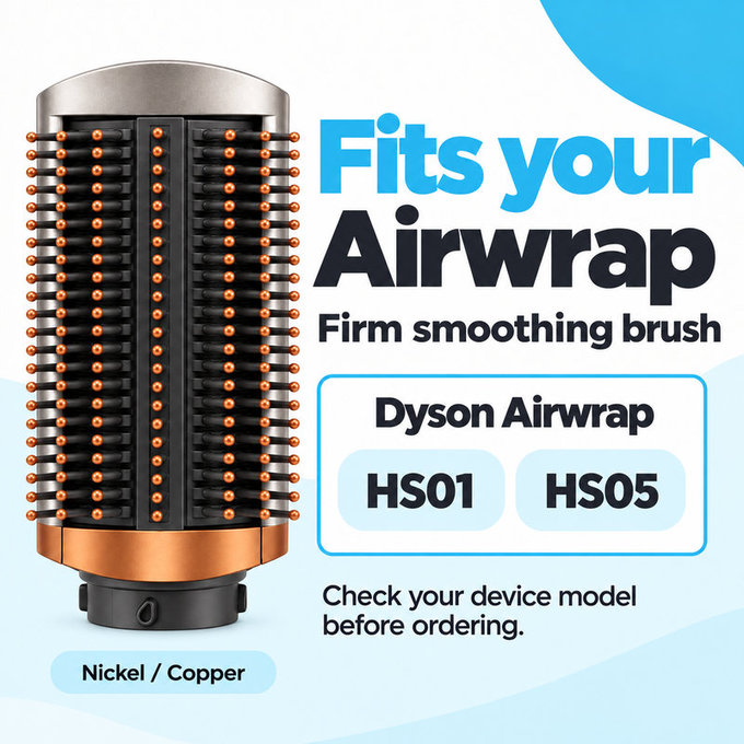 Brosse lissante ferme pour Dyson Airwrap HS01, HS05, Nickel / Copper