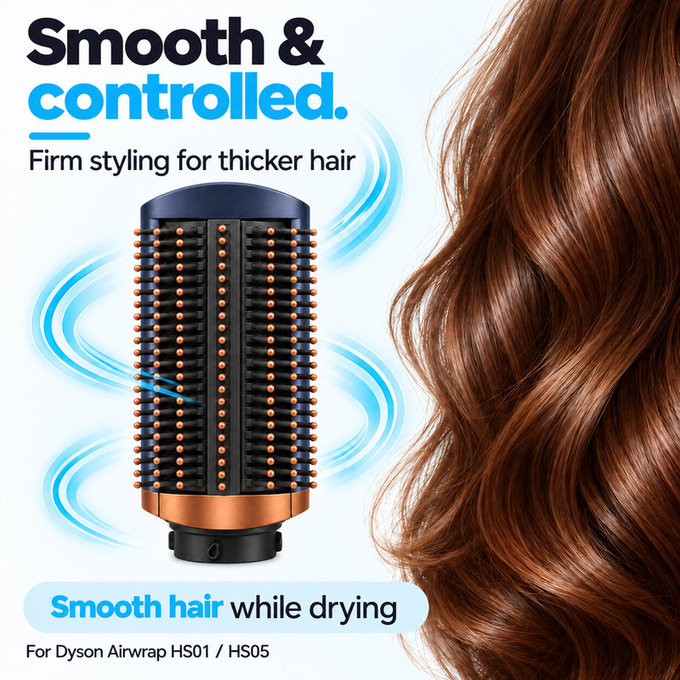 Brosse lissante ferme pour Dyson Airwrap HS01, HS05, Prussian Blue / Rich Copper