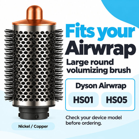 Brosse ronde grande volumisante pour Dyson Airwrap HS01, HS05, Nickel / Copper