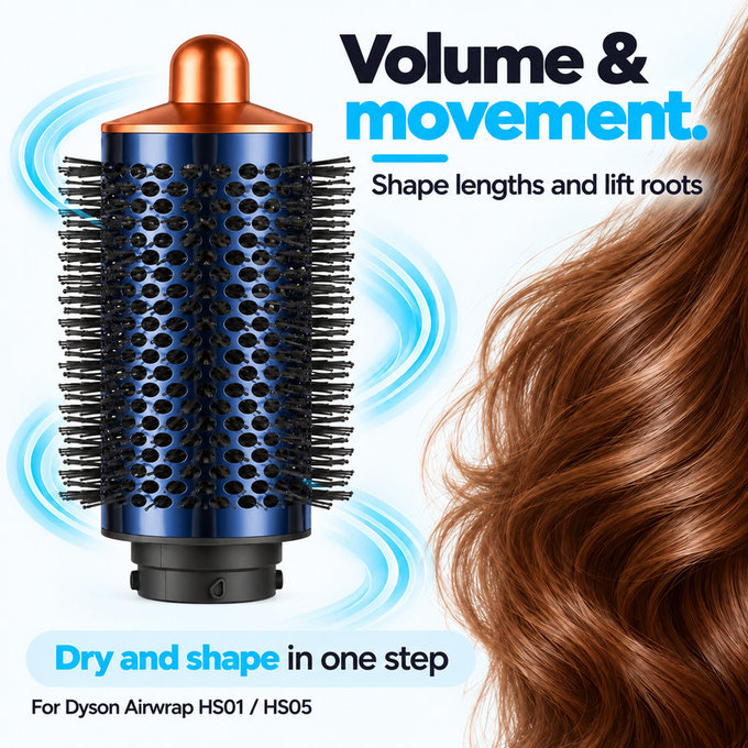 Brosse ronde grande volumisante pour Dyson Airwrap HS01, HS05, Prussian Blue / Rich Copper