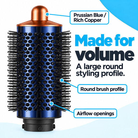 Brosse ronde grande volumisante pour Dyson Airwrap HS01, HS05, Prussian Blue / Rich Copper
