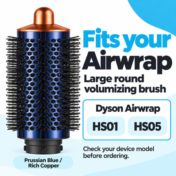 Brosse ronde grande volumisante pour Dyson Airwrap HS01, HS05, Prussian Blue / Rich Copper