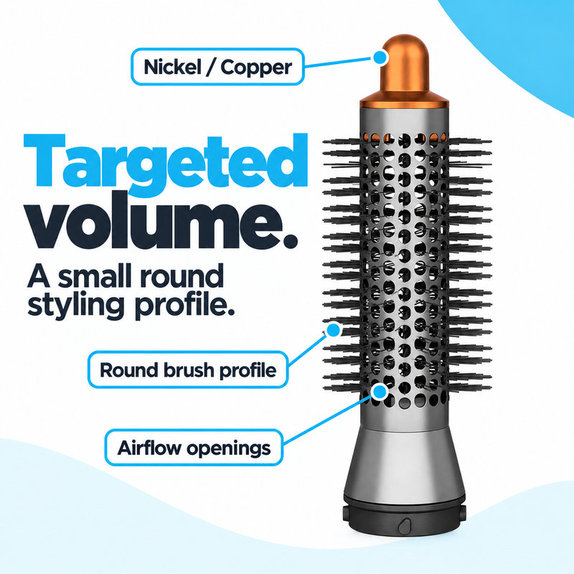 Brosse ronde petite volumisante pour Dyson Airwrap HS01, HS05, Nickel / Copper