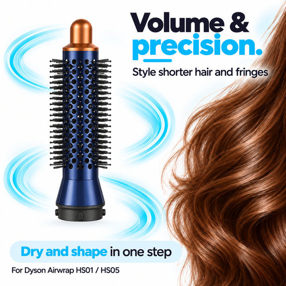 Brosse ronde petite volumisante pour Dyson Airwrap HS01, HS05, Prussian Blue / Rich Copper
