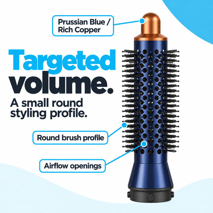 Brosse ronde petite volumisante pour Dyson Airwrap HS01, HS05, Prussian Blue / Rich Copper