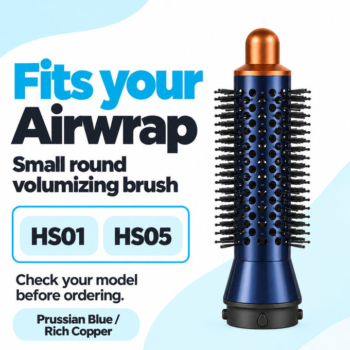 Brosse ronde petite volumisante pour Dyson Airwrap HS01, HS05, Prussian Blue / Rich Copper