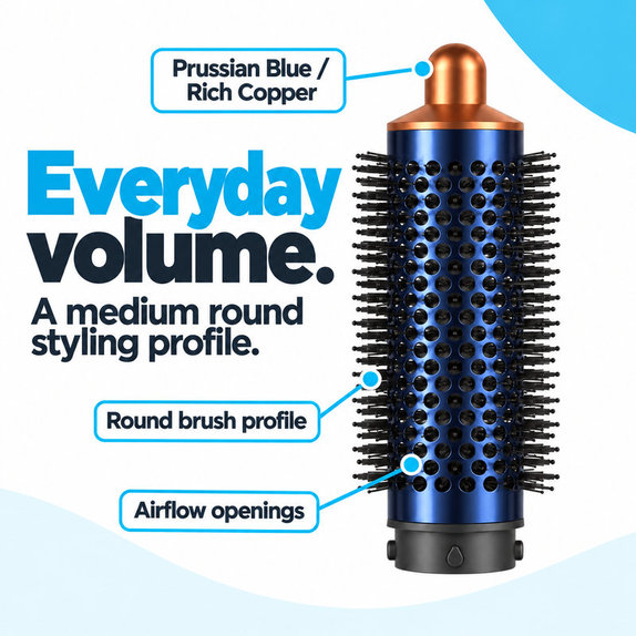 Brosse ronde moyenne volumisante pour Dyson Airwrap HS01, HS05, Prussian Blue / Rich Copper