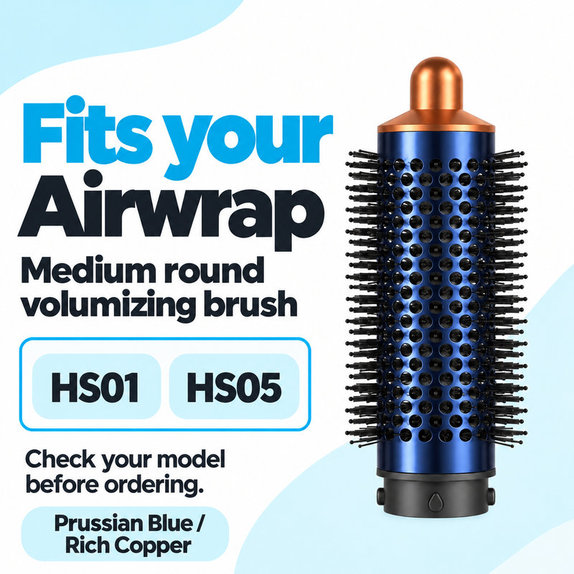 Brosse ronde moyenne volumisante pour Dyson Airwrap HS01, HS05, Prussian Blue / Rich Copper