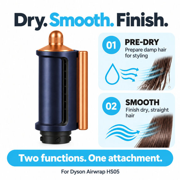 Embout Coanda lissant et séchant pour Dyson Airwrap HS05, Prussian Blue / Rich Copper