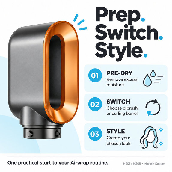 Embout de séchage rapide pour Dyson Airwrap HS01, HS05, Nickel / Copper
