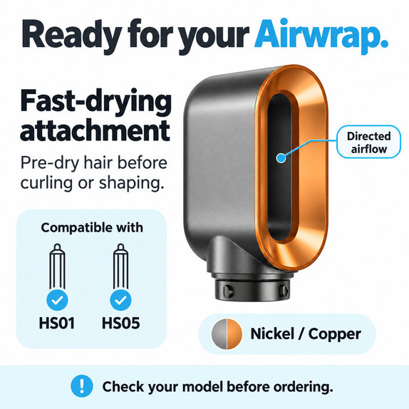 Embout de séchage rapide pour Dyson Airwrap HS01, HS05, Nickel / Copper