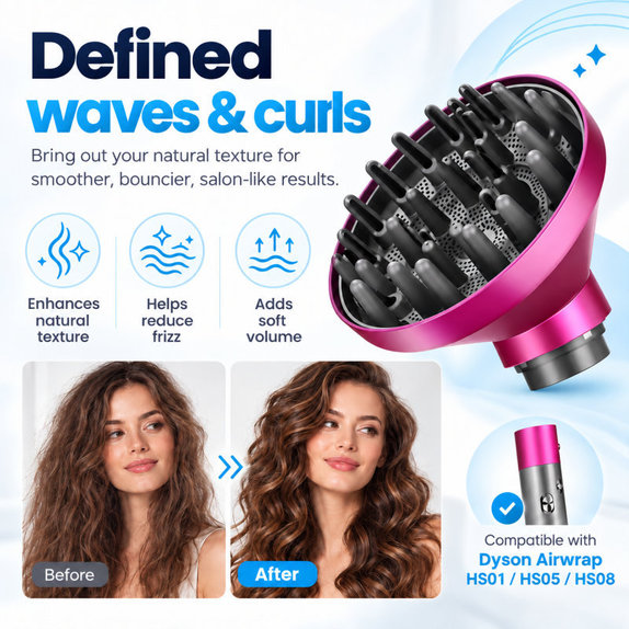 Diffuseur Wave + Curl pour Dyson Airwrap HS05, Fuchsia