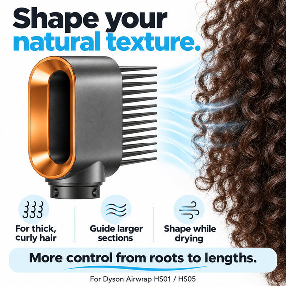 Peigne à dents larges pour Dyson Airwrap HS01, HS05, Nickel / Copper
