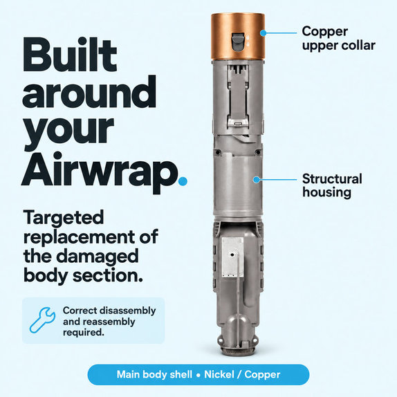 Coque du corps principal pour Dyson Airwrap HS01, HS05, Nickel / Copper