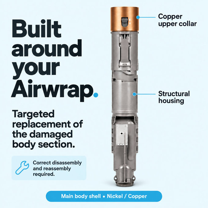 Coque du corps principal pour Dyson Airwrap HS01, HS05, Nickel / Copper