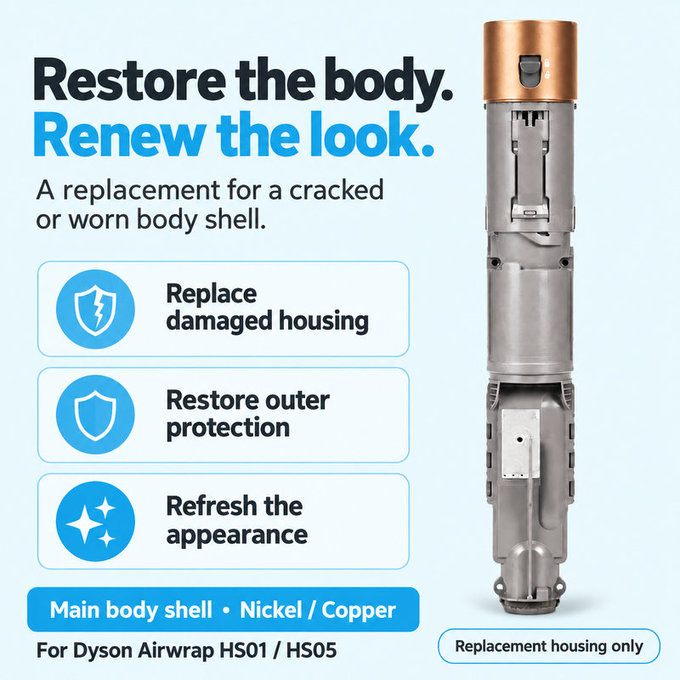 Coque du corps principal pour Dyson Airwrap HS01, HS05, Nickel / Copper