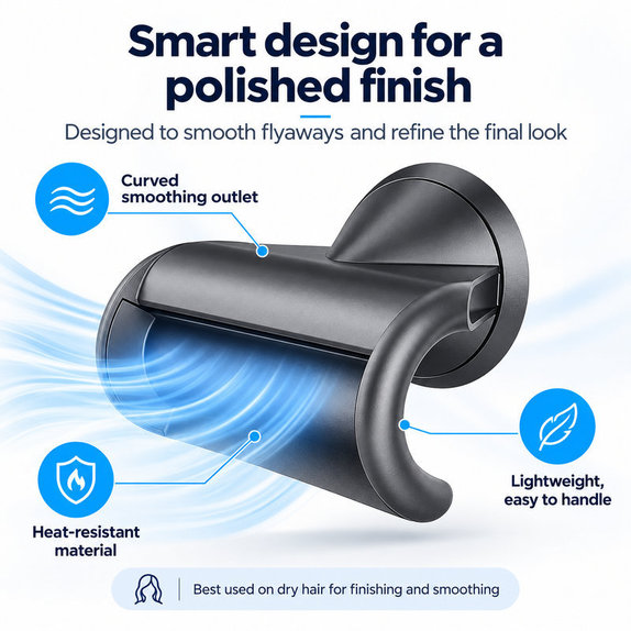 Embout lissant Flyaway pour Dyson Supersonic HD01, HD03, HD07, HD15, HD16, Black