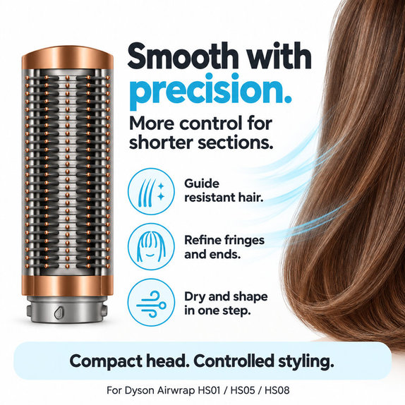 Petite brosse lissante ferme pour Dyson Airwrap HS01, HS05, HS08, Nickel / Copper