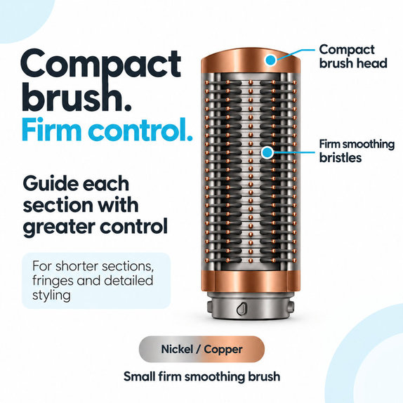 Petite brosse lissante ferme pour Dyson Airwrap HS01, HS05, HS08, Nickel / Copper