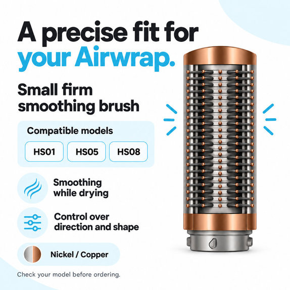Petite brosse lissante ferme pour Dyson Airwrap HS01, HS05, HS08, Nickel / Copper