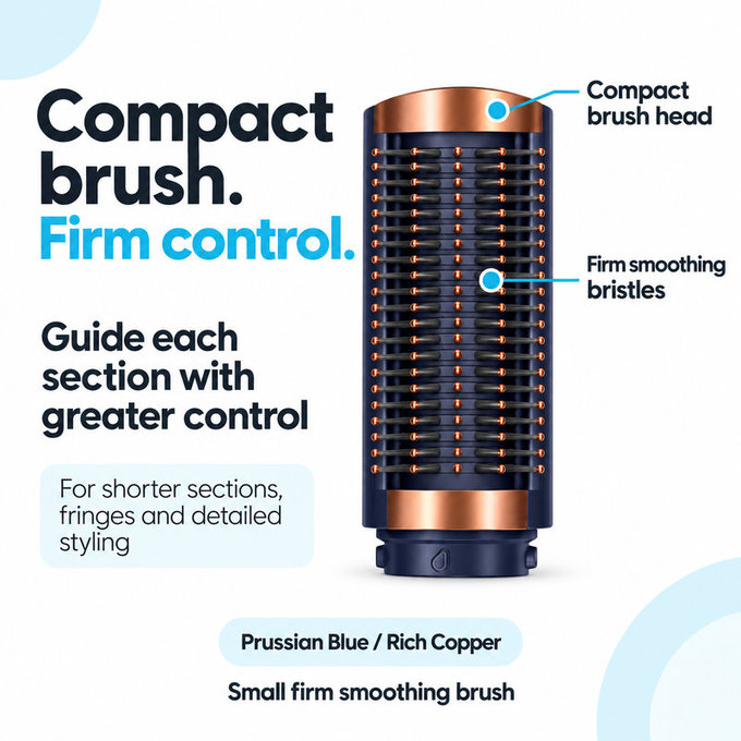 Petite brosse lissante ferme pour Dyson Airwrap HS01, HS05, HS08, Prussian Blue / Rich Copper